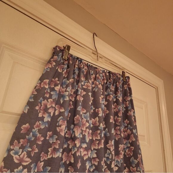 Gray leaf print stretchy midi skirt L - Picture 2 of 4